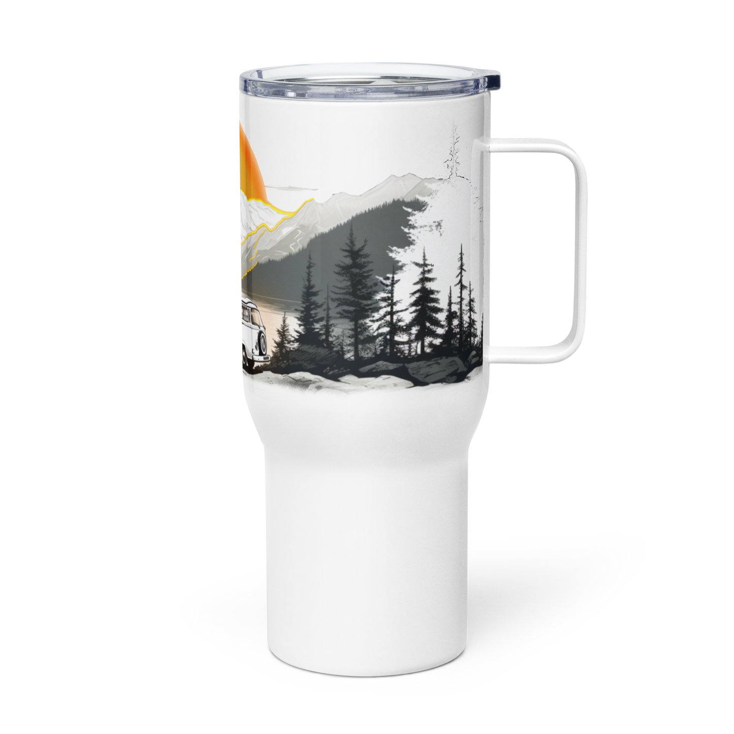 Wildwonder Travel mug with a handle - Vanlife orange sunset