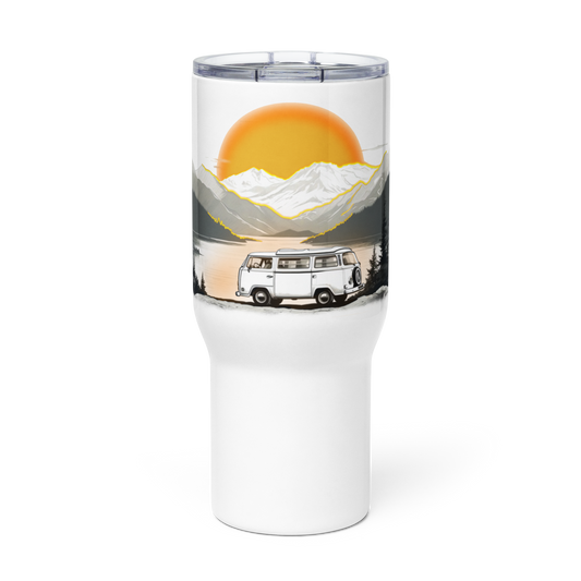 Wildwonder Travel mug with a handle - Vanlife orange sunset